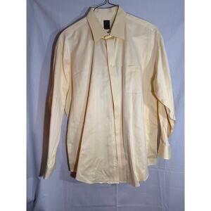 Joseph & Feiss Dress Shirt Men's 18 34/35 Yellow Non-Iron Button Up LS